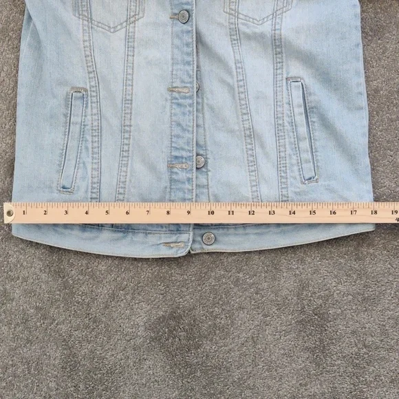 BLUENOTES boyfriend fit light blue embroidered denim jacket oversized XS - Picture 6 of 10